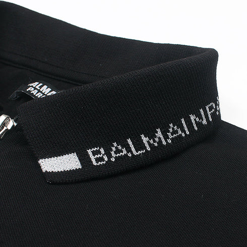Balmain Black Zipper Polo D Shirt
