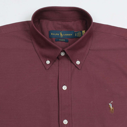 RL Maroon Embroidered logo Oxford Shirt