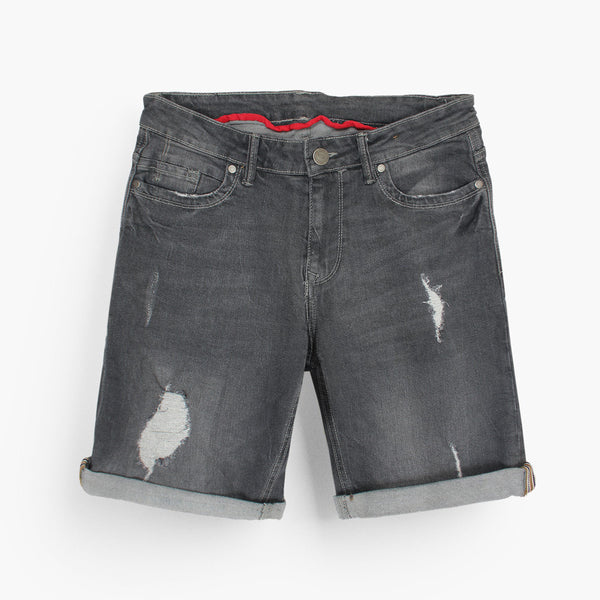 Dark Grey ripped Denim Shorts