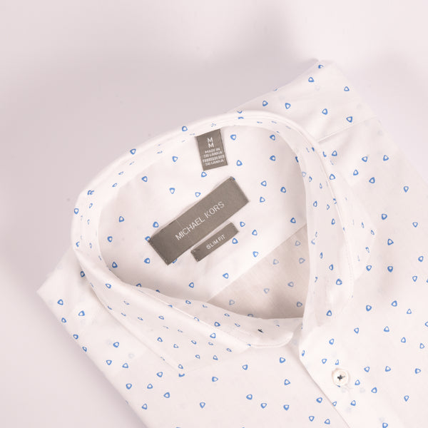 MK White & Blue Triangular Printed Shirt