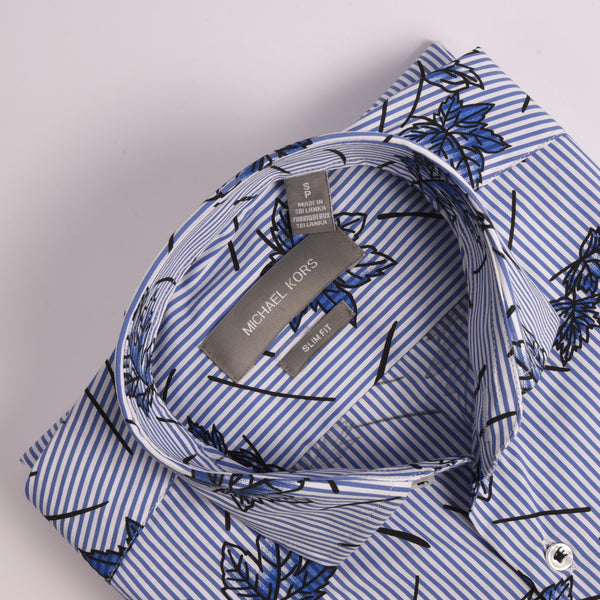 MK Blue Striped Printed Shirt