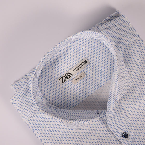 ZR White & Blue Printed Shirt