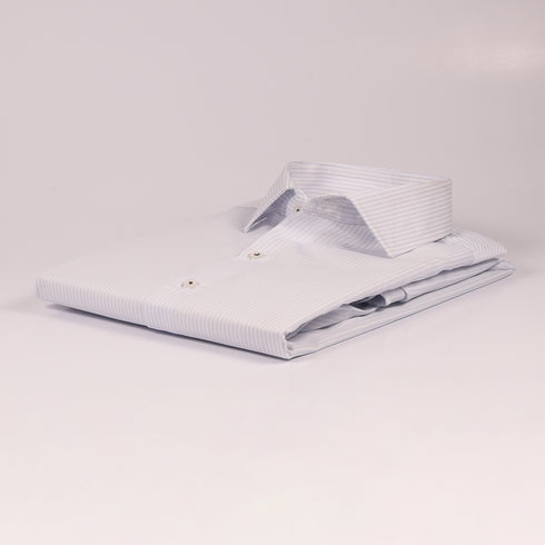 ZR White & Sky Blue Pin Stripes Shirt