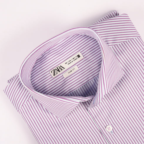 ZR Purple & White Narrow Stripes Shirt
