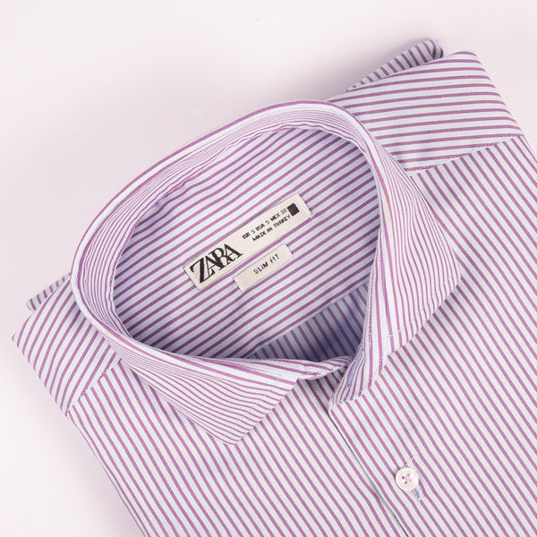 ZR Purple & White Narrow Stripes Shirt