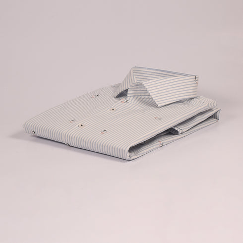 ZR Sky Blue & White Printed Striped Shirt