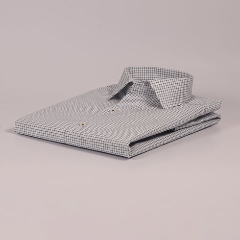 ZR White & Blue Mini-Checkered Shirt