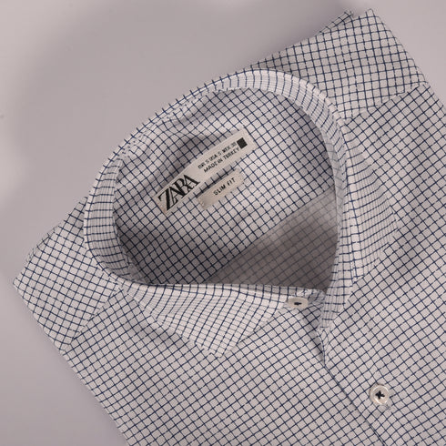 ZR White & Blue Mini-Checkered Shirt