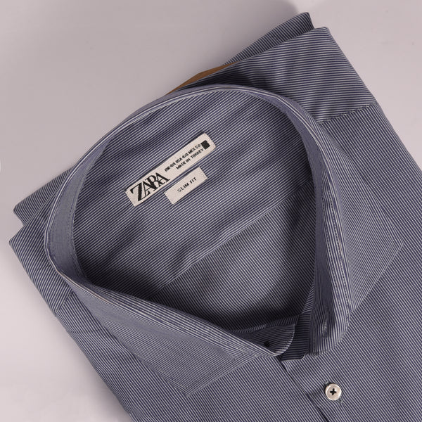 ZR Grey & White Pin Striped Shirt