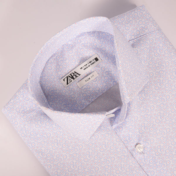 ZR Sky Blue Dahlia Printed Shirt