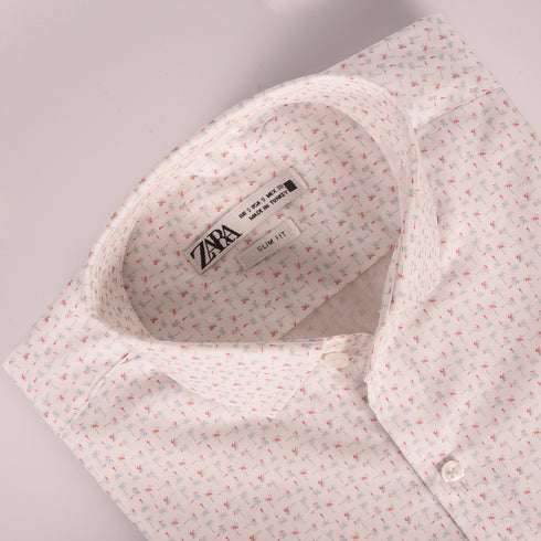 ZR White Arecaceae Printed Shirt