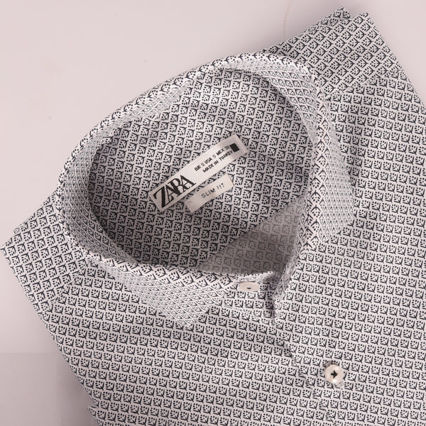 ZR White & Black Printed Shirt