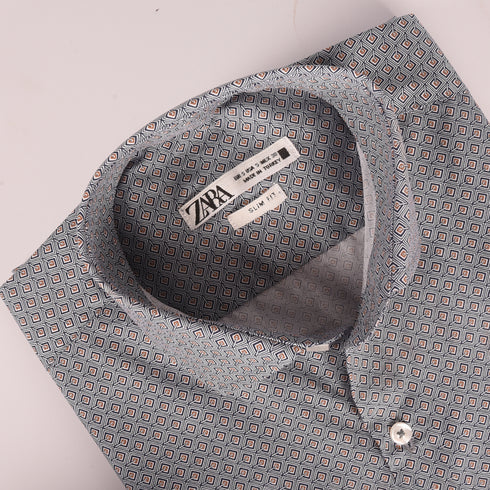ZR Gray & Brown Diamond Printed Shirt