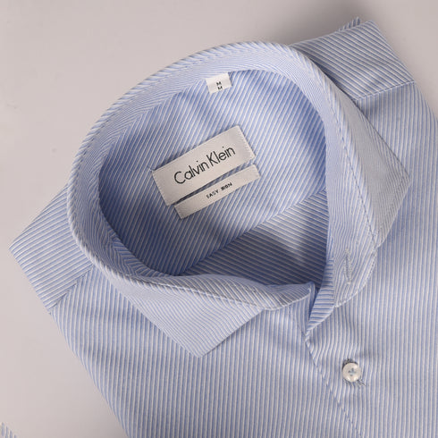 Ck White and Blue Diagonal Stripes Shirt