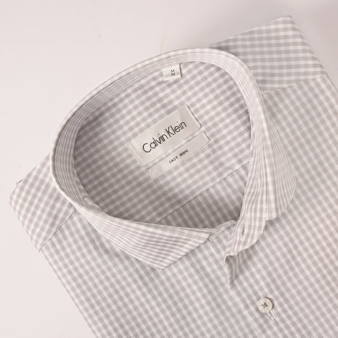 Ck White and Grey Mini Checkered Shirt