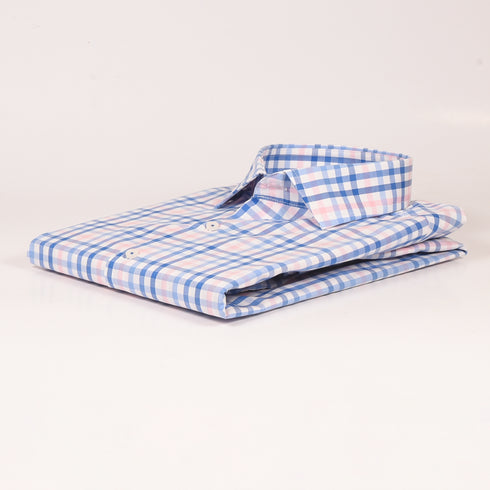 Ck White with Pink and Blue Multi Checkered Shirt