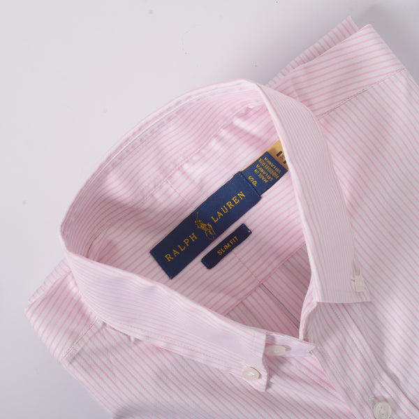 RL Pink Line Stripe Embroidered logo Oxford Shirt