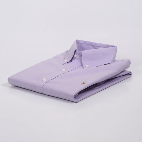 RL Purple embroidered logo Oxford Shirt