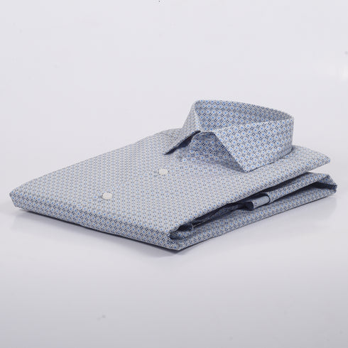 MK Blue & Beige Motif Printed Shirt