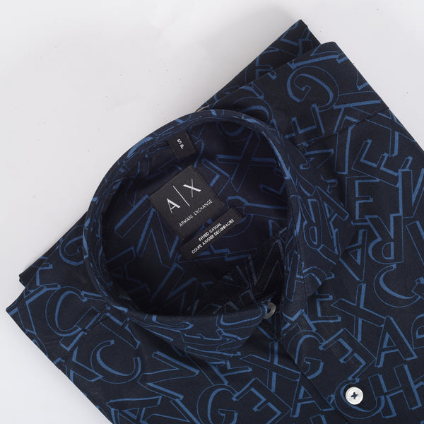 A/X Navy Typography Printed Shirt
