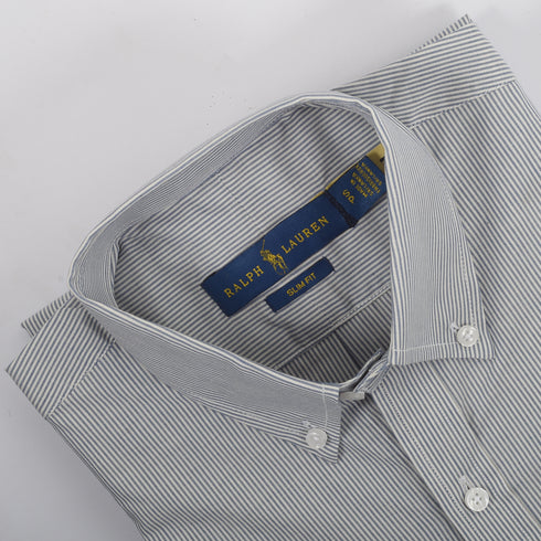 RL White & Blue Stripped Embroidered logo Oxford Shirt