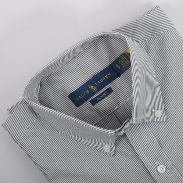 RL White & Blue Stripped Embroidered logo Oxford Shirt
