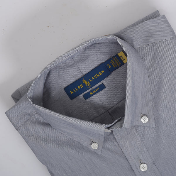 RL White & Blue Pin Stripped Embroidered logo Oxford Shirt