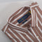 RL Brown & White Wide Stripped Embroidered logo Oxford Shirt