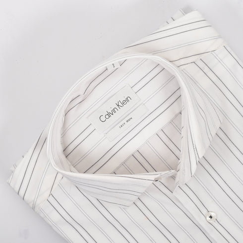 CK White With Black n Grey Line Shirt