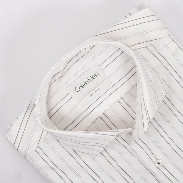 CK White With Black n Grey Line Shirt