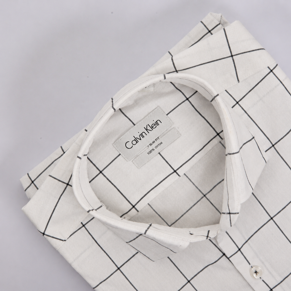 CK White with Black Check Shirt