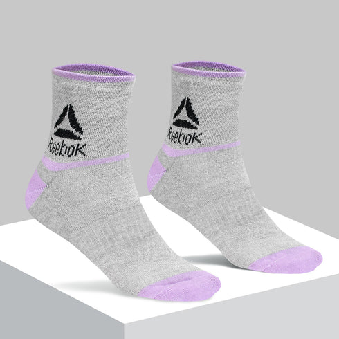 Reebok Ankle Socks Pack of 3 Grey & Purple