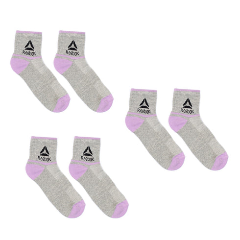 Reebok Ankle Socks Pack of 3 Grey & Purple