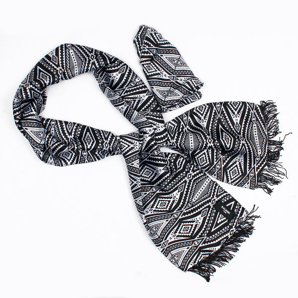 BALMAIN Black & White Silk Premium Scarf (12)