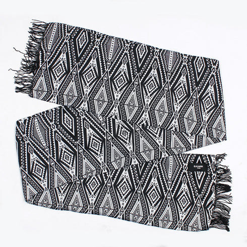 BALMAIN Black & White Silk Premium Scarf (12)
