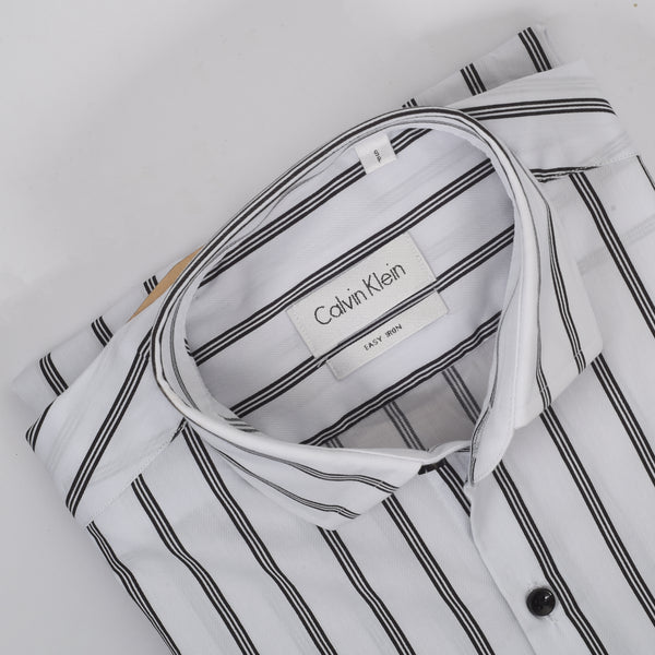 CK White with Black Trio Line Stripped Shirt