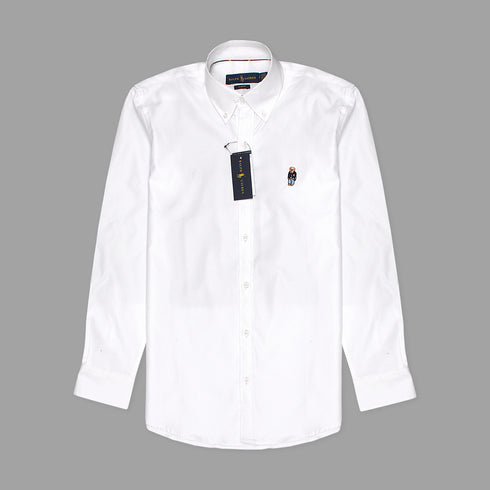 RL White Bear Embroidered Logo Oxford Shirt