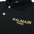 BALMAIN BLACK EMBROIDERED POLO SHIRT