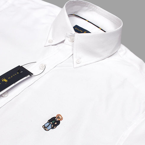 RL White Bear Embroidered Logo Oxford Shirt
