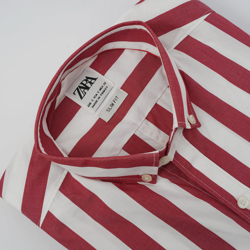 ZR Men Red & White Stripes Shirt