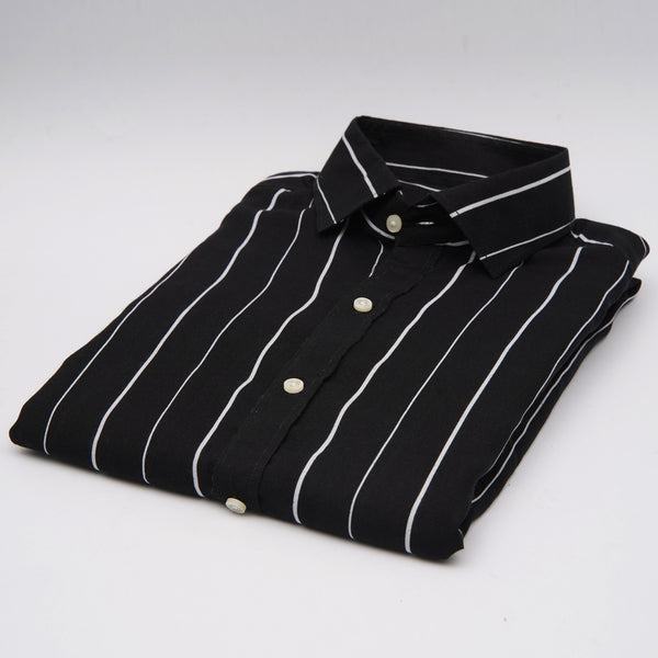 ZR Black & White T stripes Linen Shirt