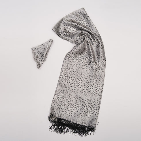 ZR Silver Leopard Print Silk Scarf (36)